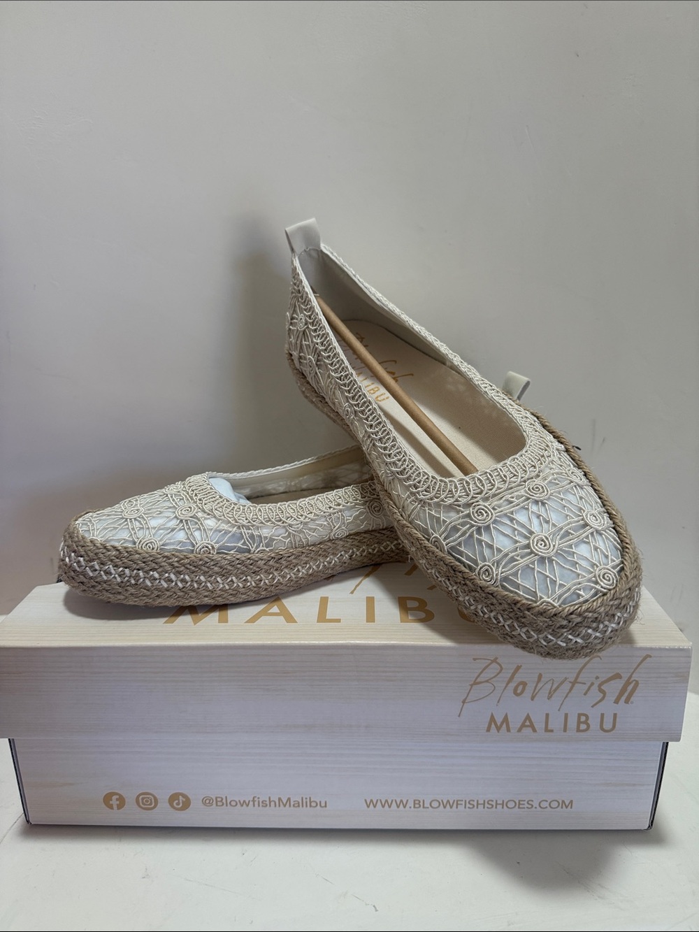 Blowfish Malibu Women's White Crochet Espadrille Flats